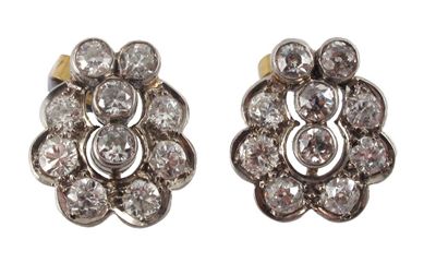 Appraisal: A pair of diamond cluster ear studs Set with circular