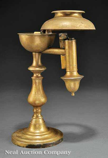 Appraisal: An Antique American Brass Oil Lamp mid- th c with