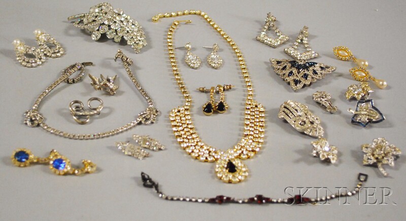 Appraisal: Small Group of Rhinestone and Paste Jewelry including a sterling