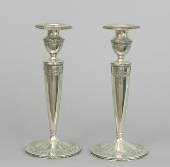 Appraisal: A Pair of Handsome Sterling Silver Candle Sticks by Dominick