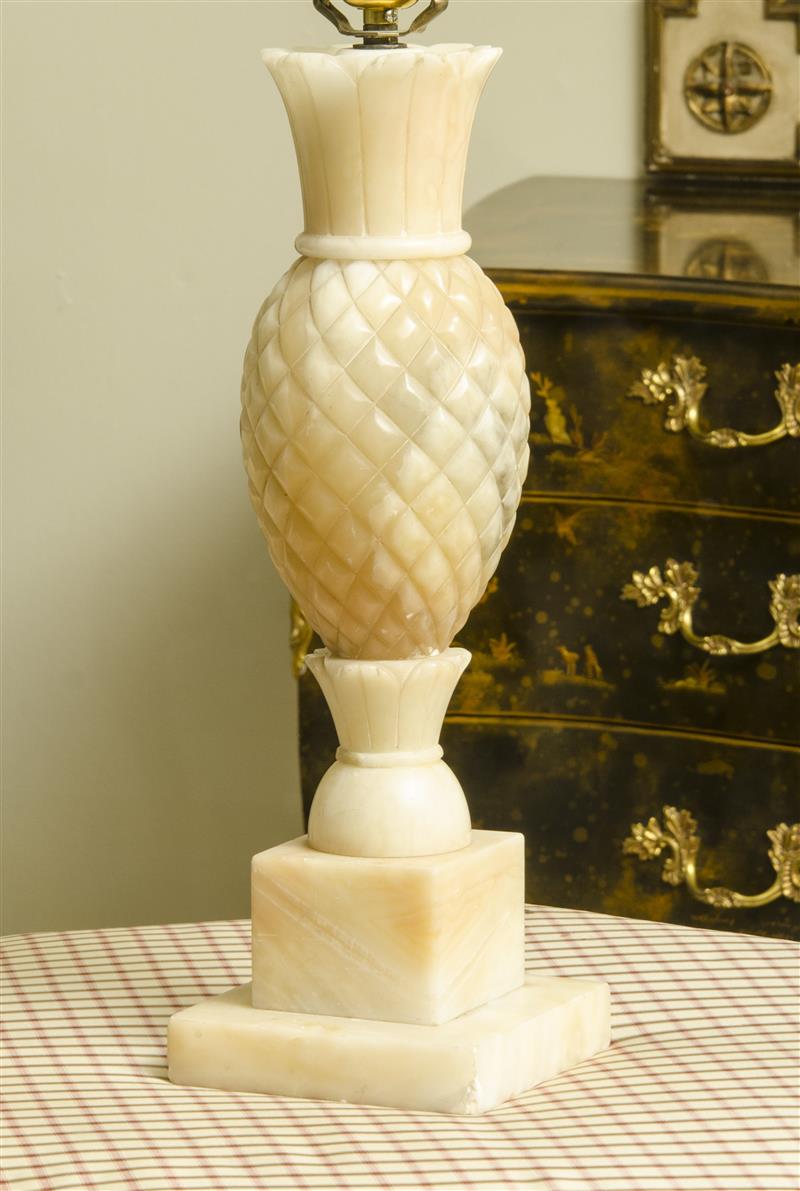 Appraisal: Pineapple-Form Carved Alabaster Lamp in in overall Estimate -