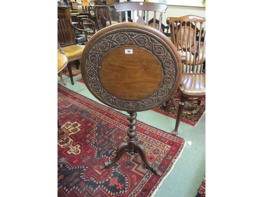 Appraisal: Victorian mahogany snap top tripod table