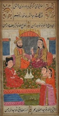 Appraisal: An th Century Indian Miniature Illustration Depicting figures in a