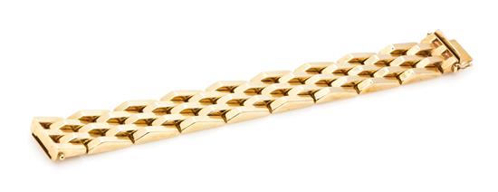 Appraisal: Sale Lot A Yellow Gold Geometric Brick Link Bracelet Italian