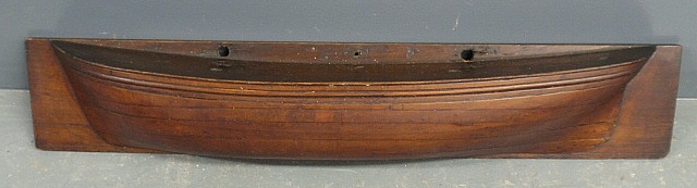 Appraisal: - Laminated mahogany stained half-hull model of the steam ship