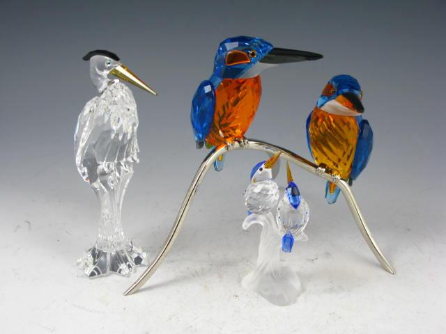 Appraisal: Group of Three Swarovski Birds one a heron and the