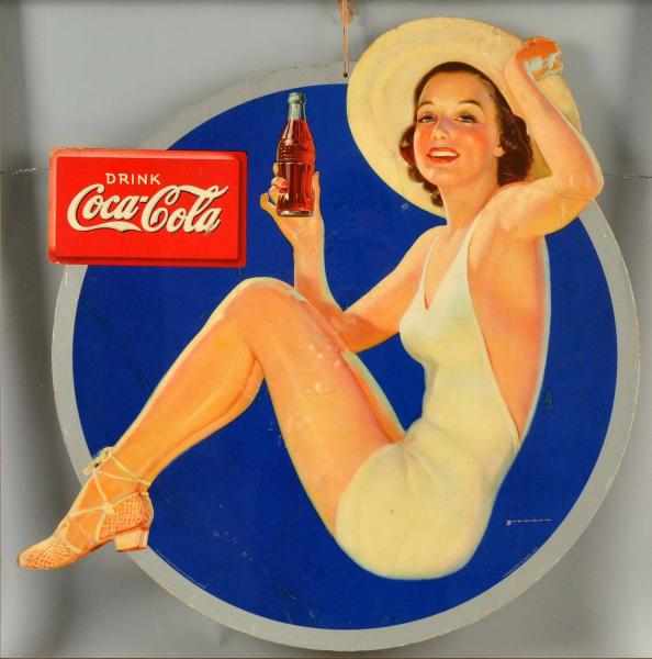 Appraisal: Cardboard Coca-Cola Cutout Sign Framed under plexiglass This Canadian piece