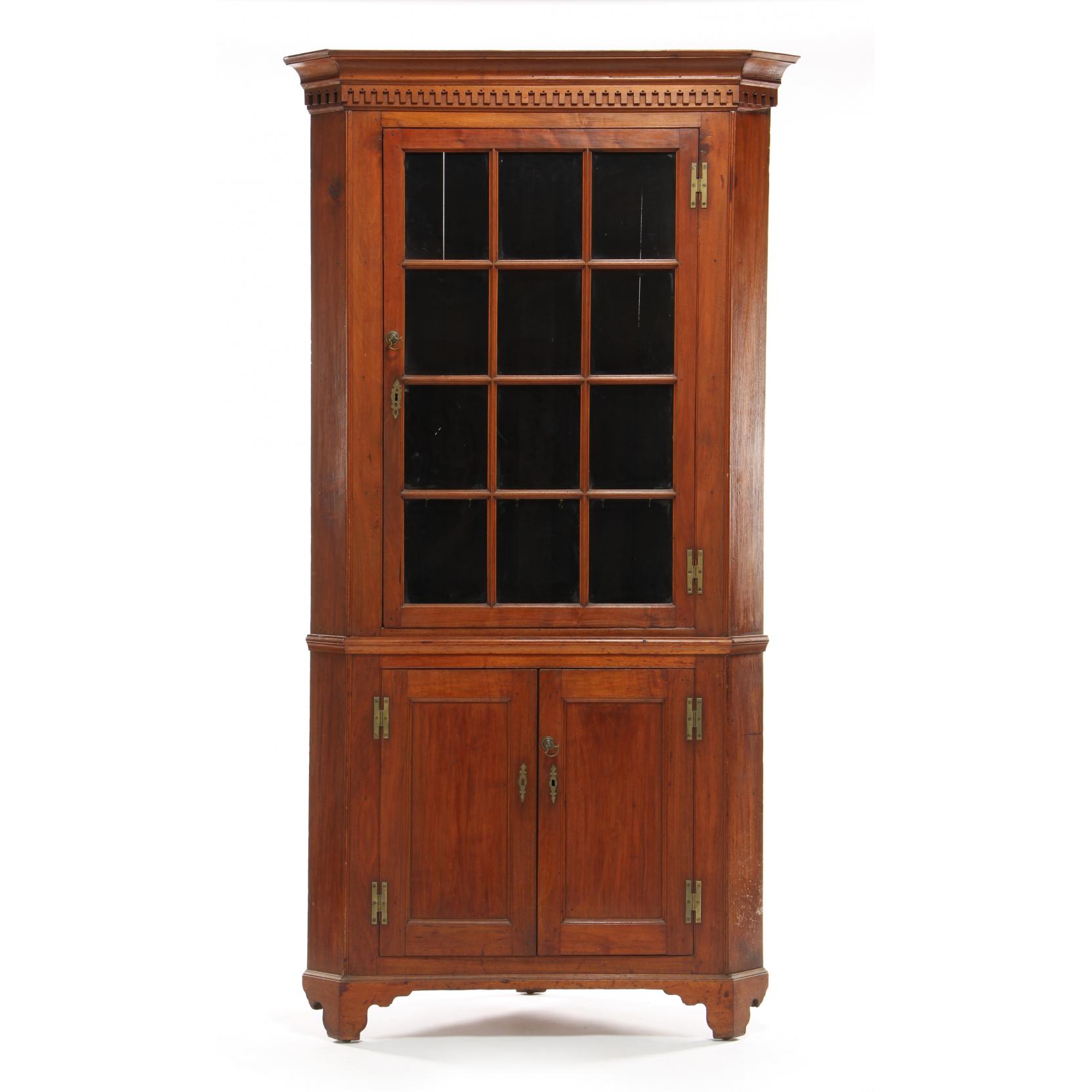 Appraisal: Southern Federal Corner Cupboard probably Virginia circa - walnut poplar