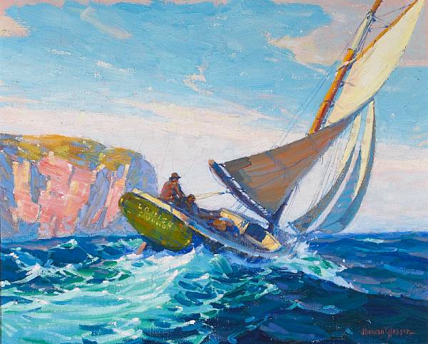 Appraisal: Joe Duncan Gleason American - Sailboat and a healthy dose