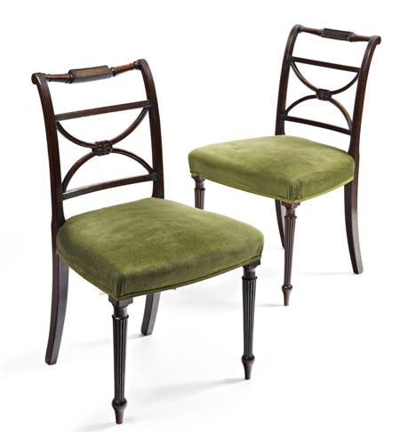 Appraisal: SET OF FOUR GEORGE III MAHOGANY DINING CHAIRS CIRCA the