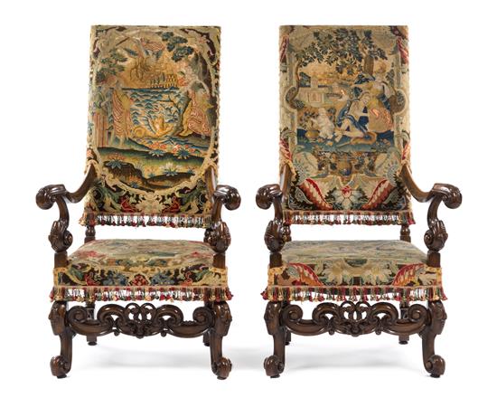 Appraisal: Sale Lot A Pair of Baroque Walnut Armchairs french or