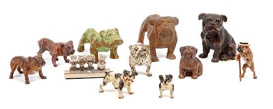 Appraisal: A Group of Eleven Metal Bulldogs Width of widest inches