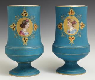 Appraisal: Pair of Continental Footed Baluster Vases c Pair of Continental