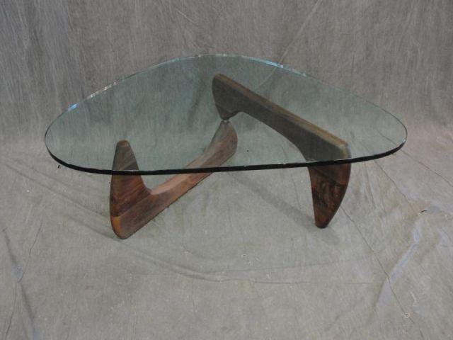 Appraisal: Vintage NOGUCHI Wood and Glass Coffee Table With nice thick