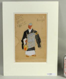 Appraisal: L T Foujita Japanese Costume Design Gouache Leonard Tsuguharu Foujita