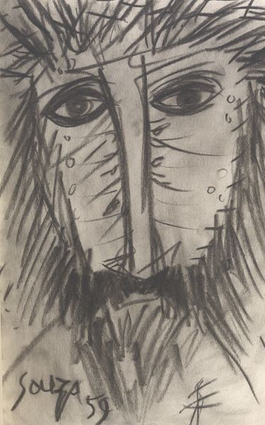 Appraisal: FRANCIS NEWTON SOUZA INDIAN - x paper Untitled Head of