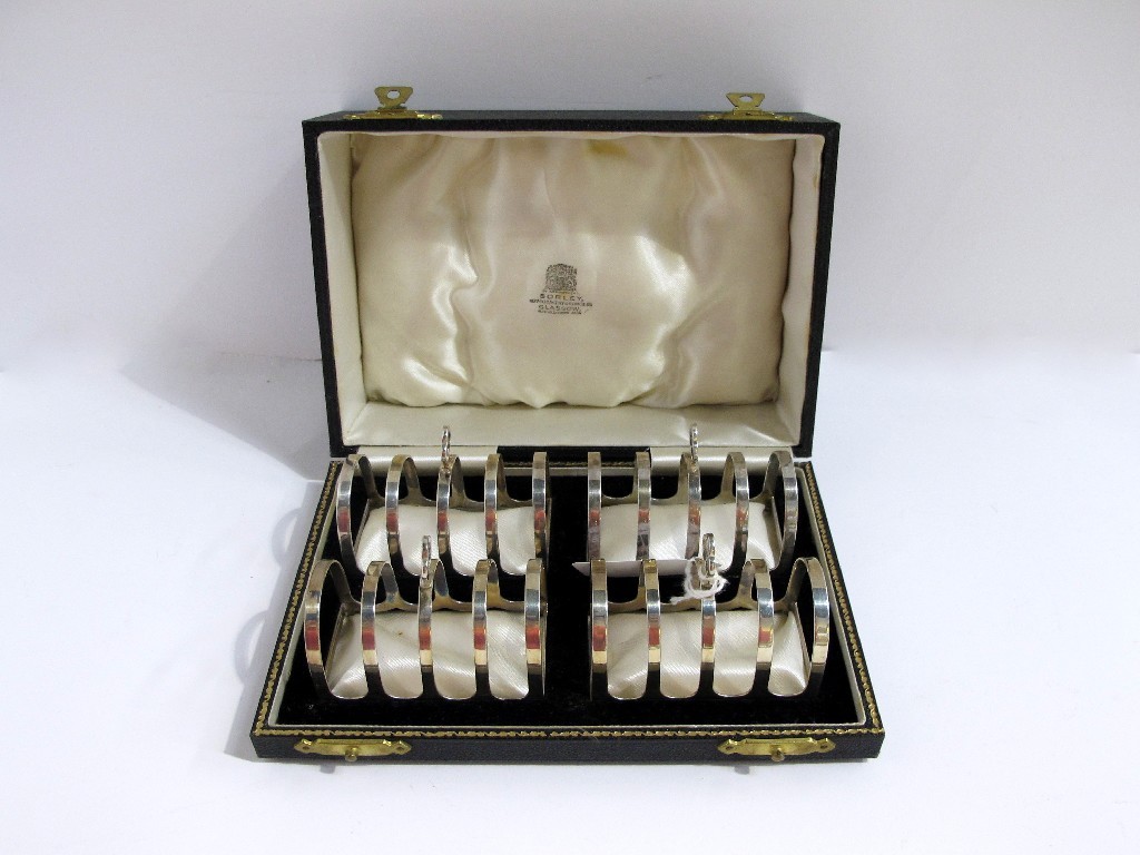 Appraisal: A cased set of four silver toastracks Chester