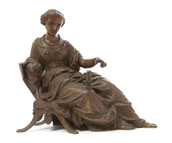 Appraisal: Sale Lot A Continental Bronze Figure depicting a seated muse