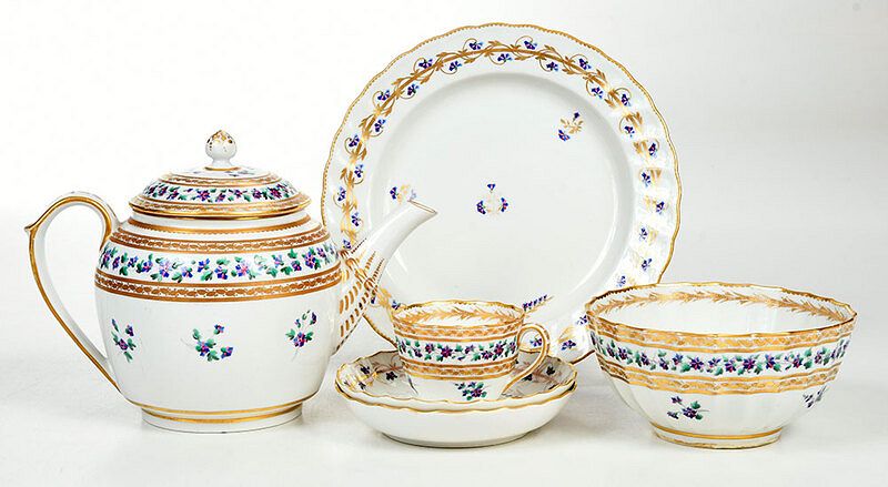 Appraisal: Pieces Assembled Gilt Decorated Porcelain British th century assembled sets