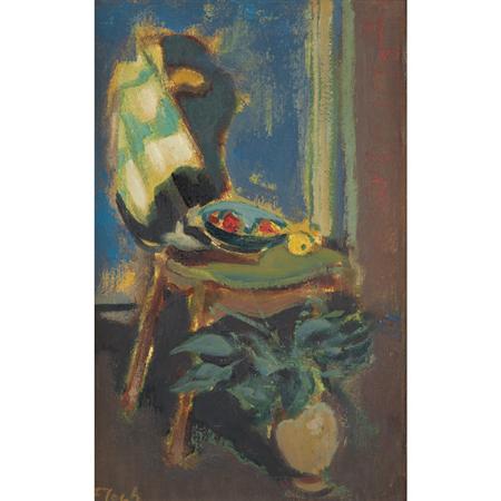 Appraisal: Joseph Floch Austrian - Still Life with Chair Fruit and