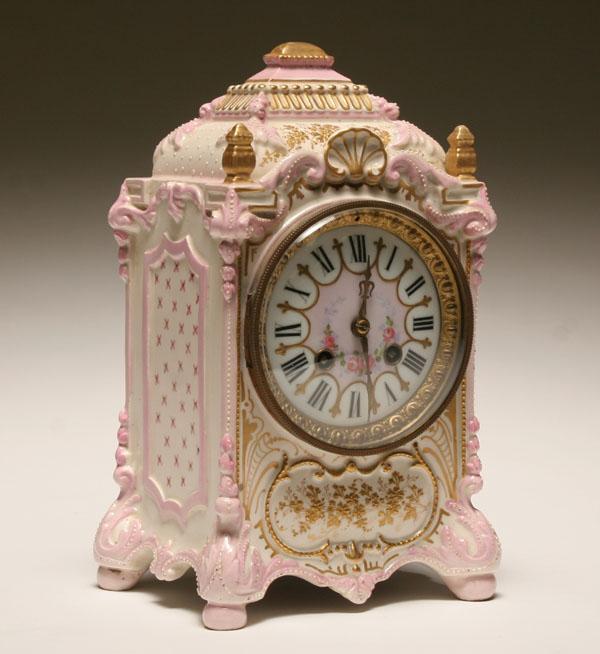 Appraisal: Japy Freres French porcelain mantle clock hand painted and gilt