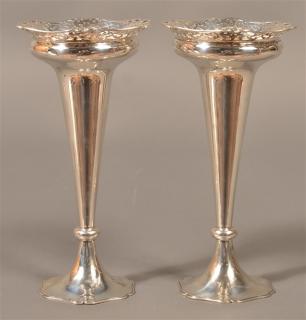 Appraisal: Pair of Ernest Druiff Co Sterling Vases Pair of Ernest