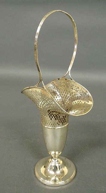 Appraisal: - Weighted sterling silver basket vase h x w troy