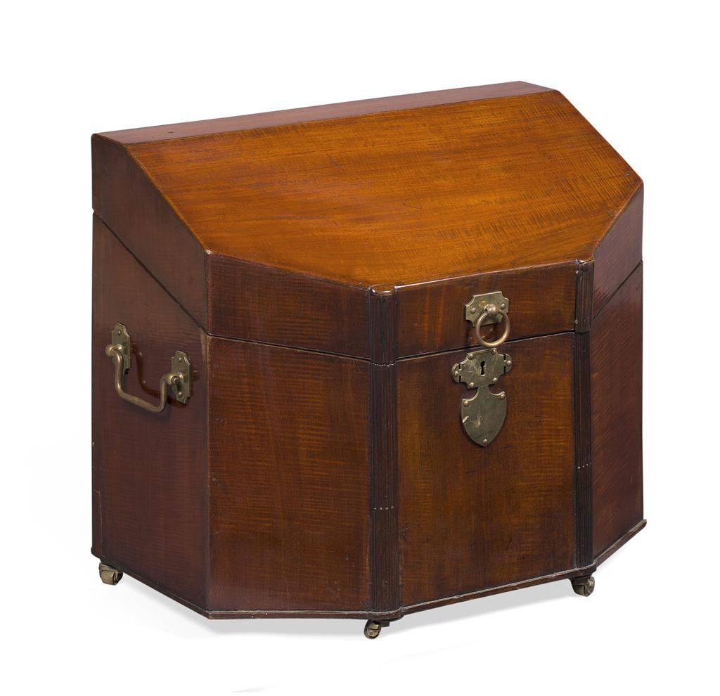 Appraisal: GEORGE III MAHOGANY CELLARETTE TH CENTURY the hinged sloping top