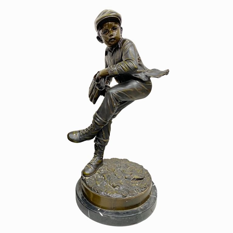 Appraisal: Jim Davidson Baseball Boy Bronze Sculpture Jim Davidson Baseball Boy