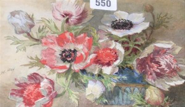 Appraisal: TW Hay Still lives of flowers Watercolours A pair Each