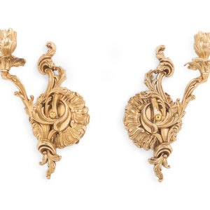 Appraisal: A Pair of Gilt Metal Single-Light Sconces th Century with