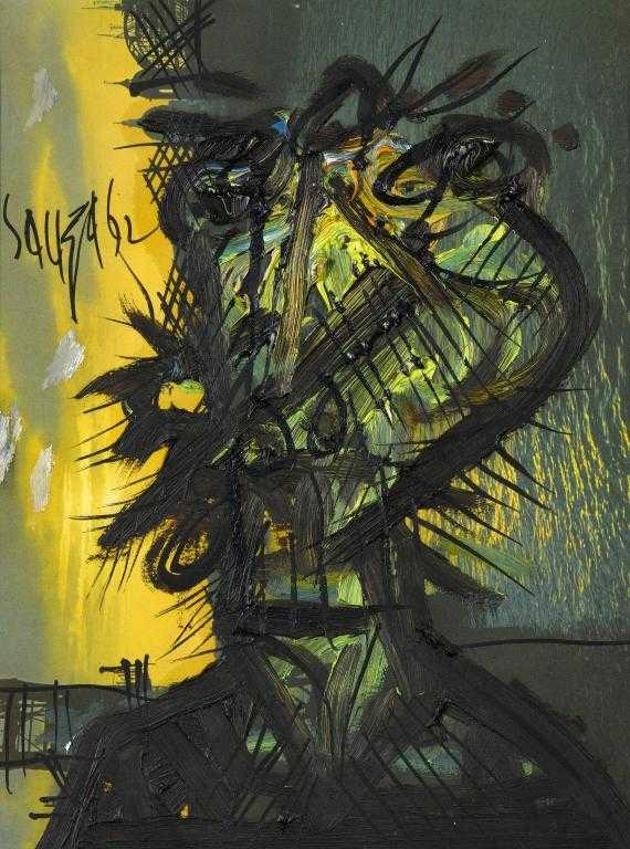 Appraisal: FRANCIS NEWTON SOUZA - GROTESQUE HEAD oil on paper signed