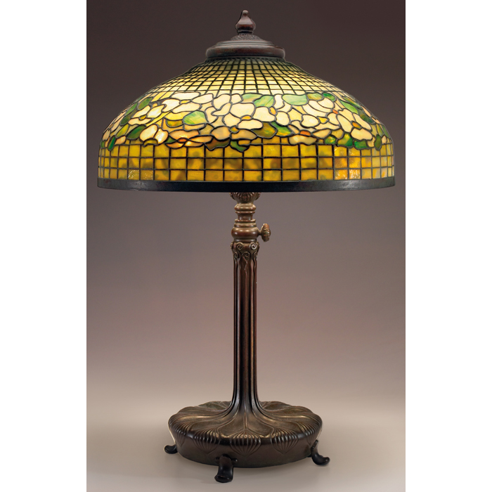 Appraisal: Exceptional Tiffany Studios lamp large leaded glass shade in the