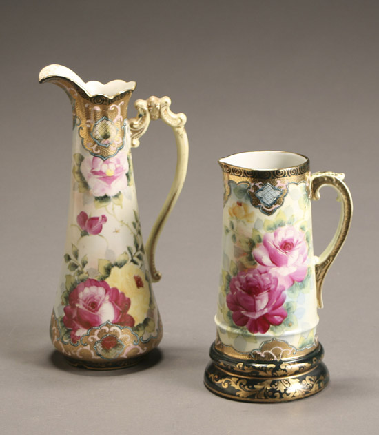 Appraisal: Nippon Floral Ewer and Tankard Unmarked First Quarter th Century