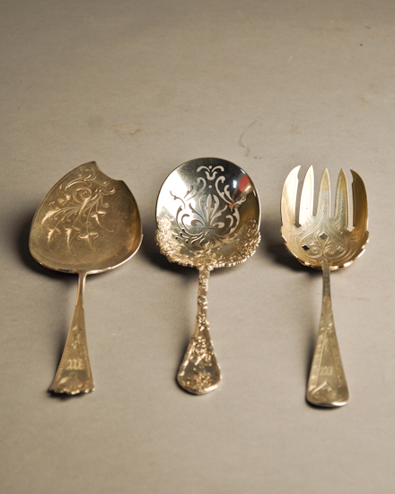 Appraisal: Three Silver Serving Pieces to Include a coin silver fish