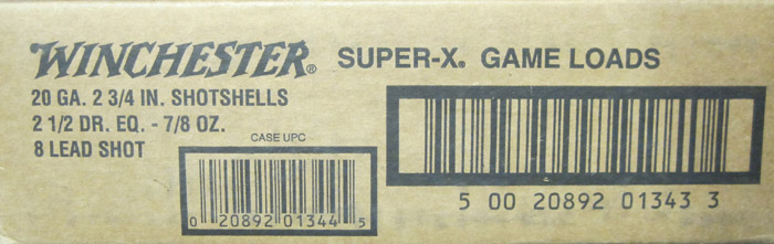 Appraisal: CASE OF WINCHESTER SUPER X GAME LOADS gauge oz number