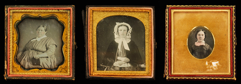 Appraisal: - Daguerreotypes of Women Lot of three daguerreotypes to include