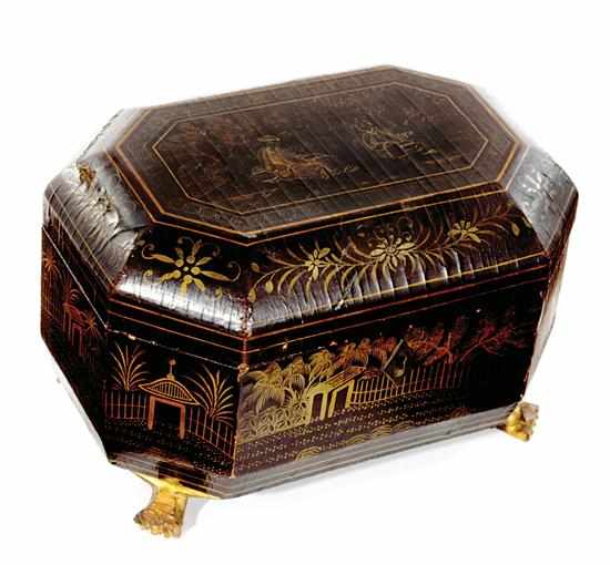 Appraisal: Chinese Export lacquered tea caddy first half th century rectangular