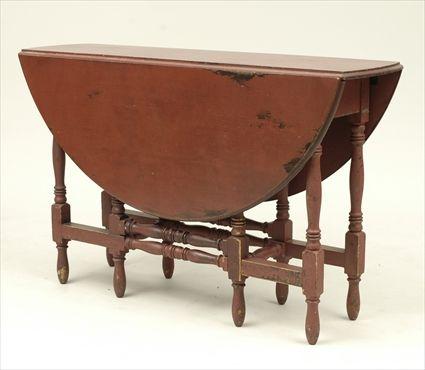 Appraisal: William and Mary-Style Red Painted Gate-Leg Table x x in