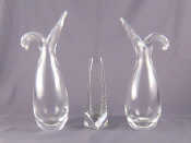 Appraisal: A pair of Steuben clear glass vases each formed as