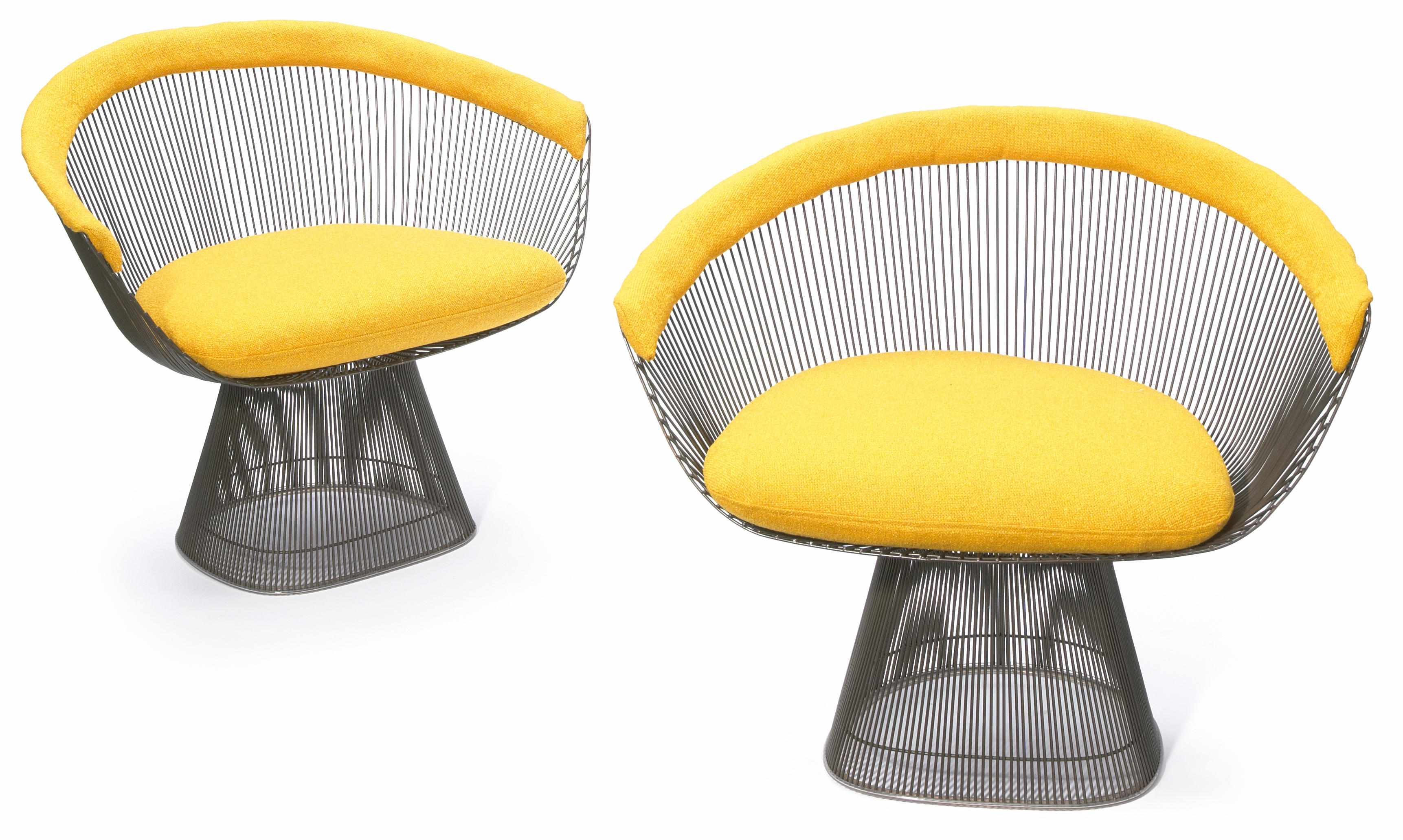 Appraisal: A pair of Warren Platner nickel-plated wire armchairs Knoll International