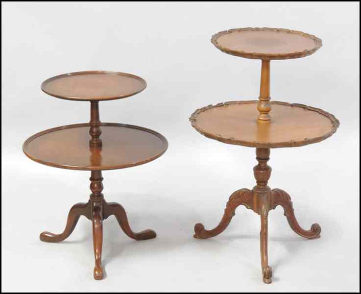 Appraisal: TWO MAHOGANY TWO-TIER DUMBWAITERS Taller '' Condition No Specific Condition