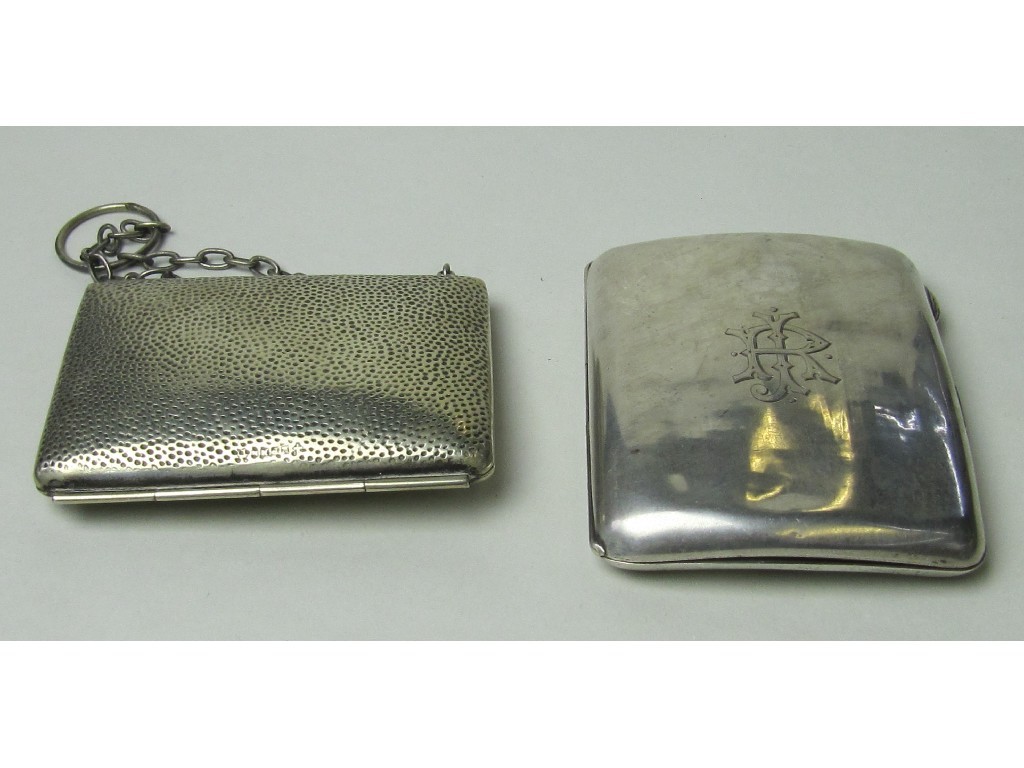 Appraisal: Lot comprising silver cigarette case and a plated purse