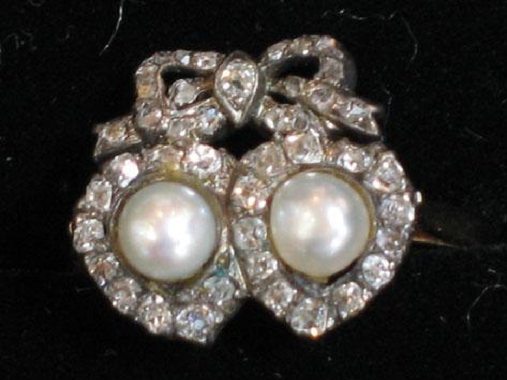 Appraisal: A LATE TH CENTURY DIAMOND AND PEARL DRESS RING set