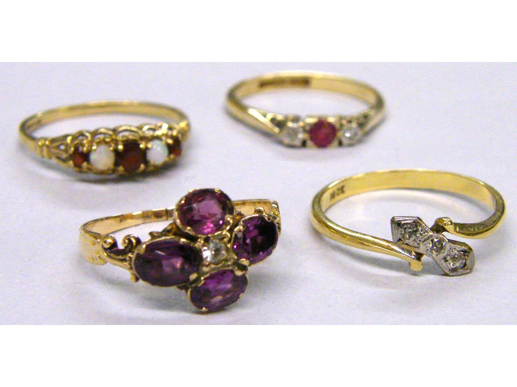 Appraisal: Four ct ct diamond and gem set rings