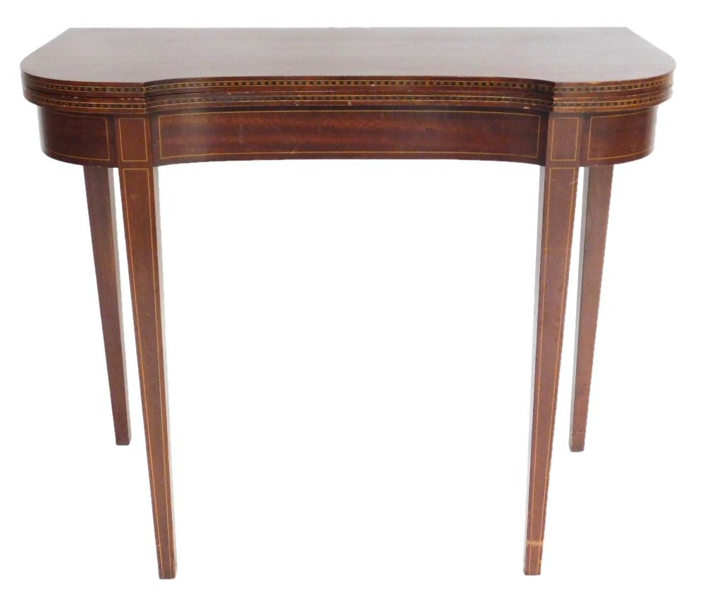 Appraisal: Hepplewhite style card table mahogany with contrasting banding and string