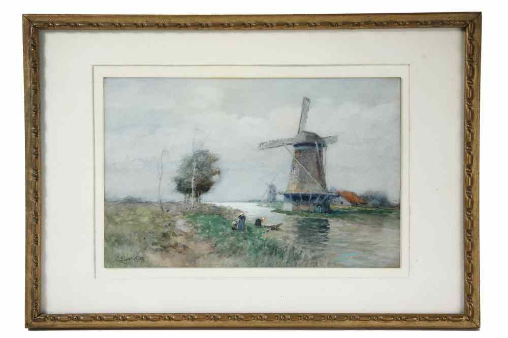 Appraisal: WATERCOLOR - 'Along the Canal' by Clarence Scott White MA