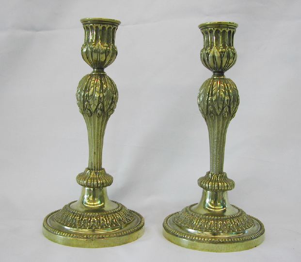 Appraisal: Attractive Pair of French Cast-Brass Candlesticks third quarter th century