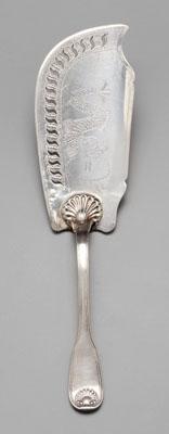 Appraisal: Charleston coin silver fish server shell-tip handle openwork blade engraved