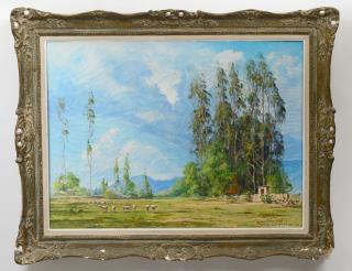 Appraisal: RICARDO GOMEZ CAMPUZANO Columbian - Landscape with Sheep Signed R